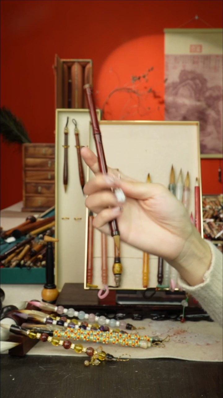 80号闪孤品高货毛笔链接 清水试笔 蘸墨不退
