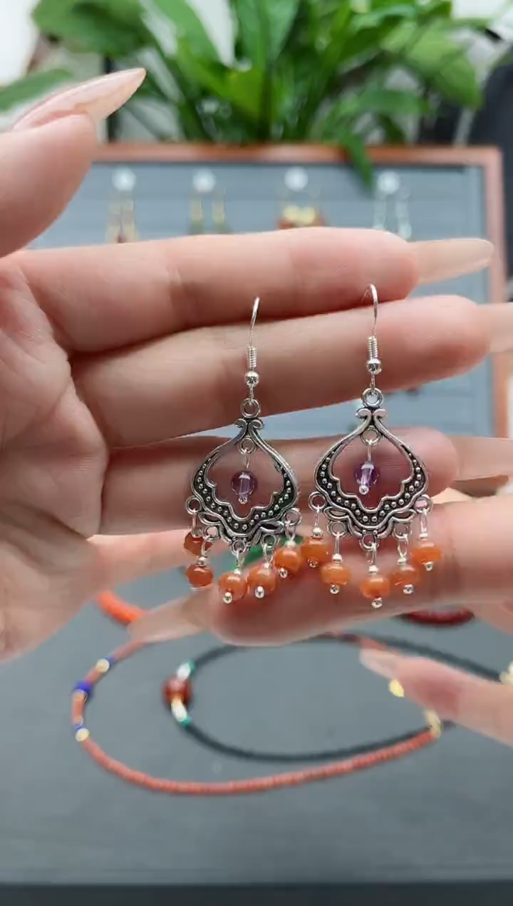 【闪购商品】翡翠耳饰银S925镶嵌8826红翡翠