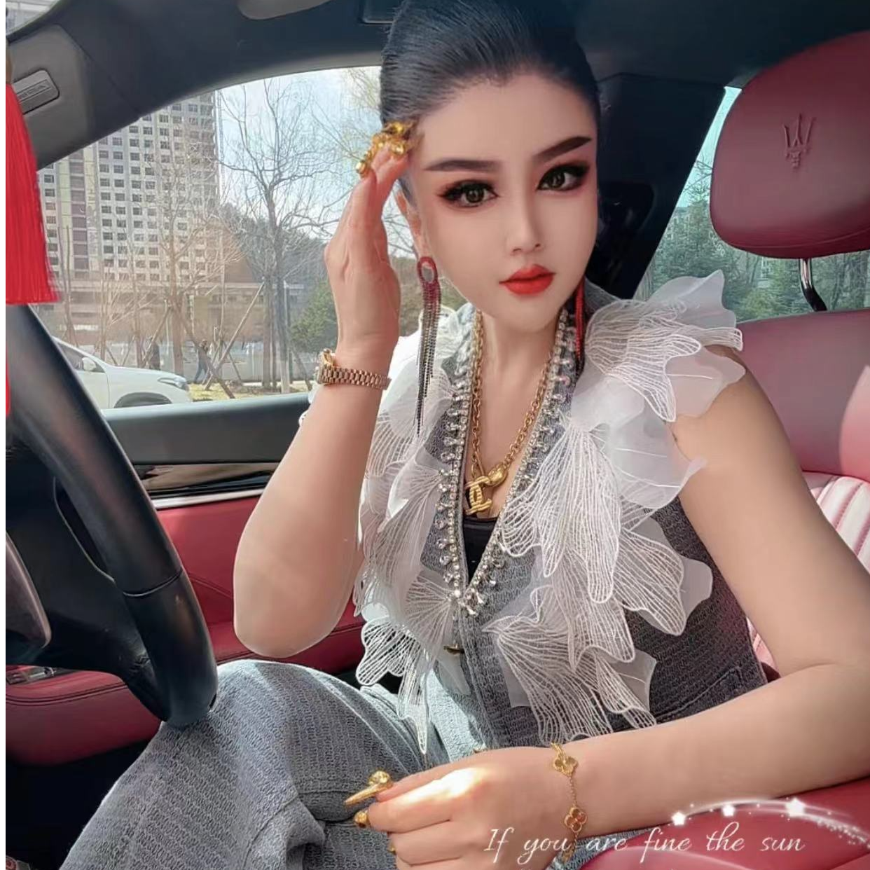 12277 韩版新款时尚牛仔气质马甲+裤子两件套