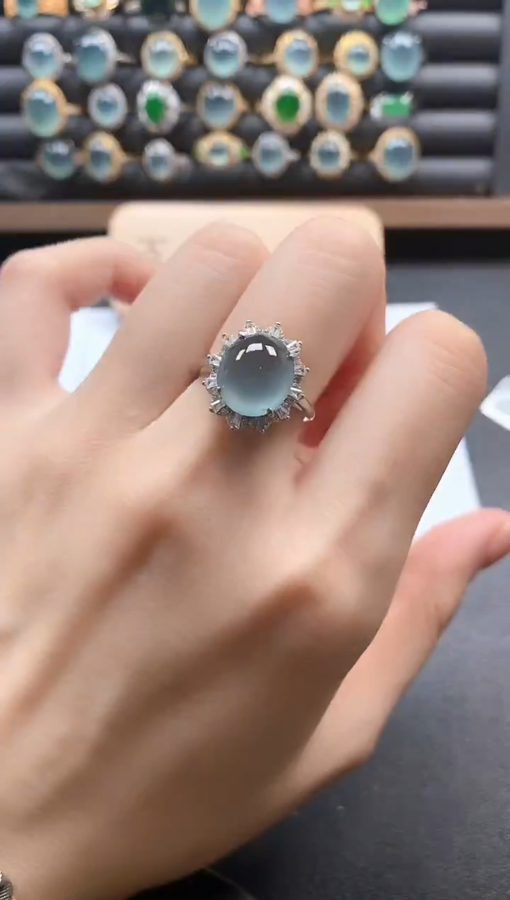 银S925镶嵌戒指翡翠51511