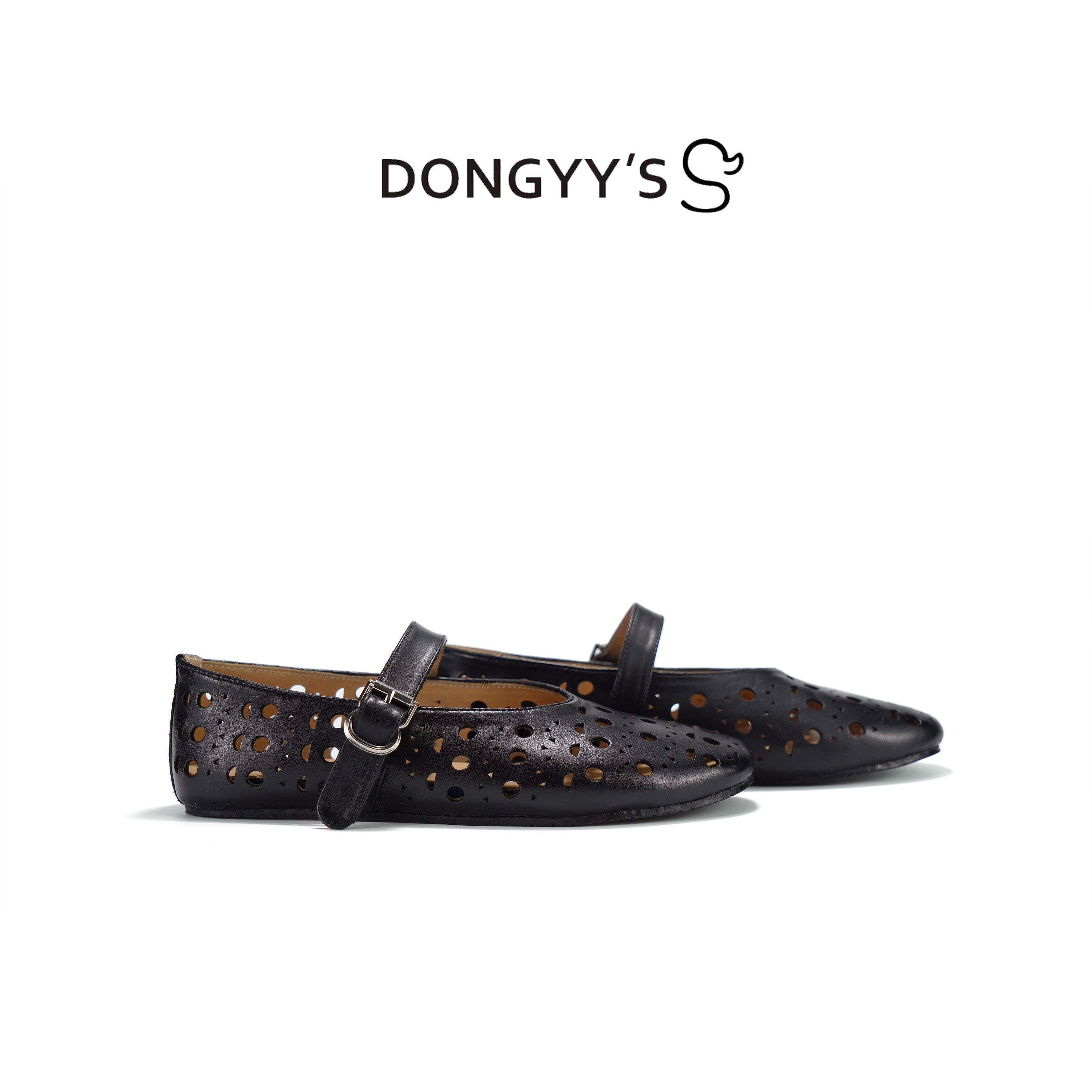 Dongyy's2025年新款黑色象牙白经典牛皮百搭玛丽珍芭蕾舞鞋单鞋