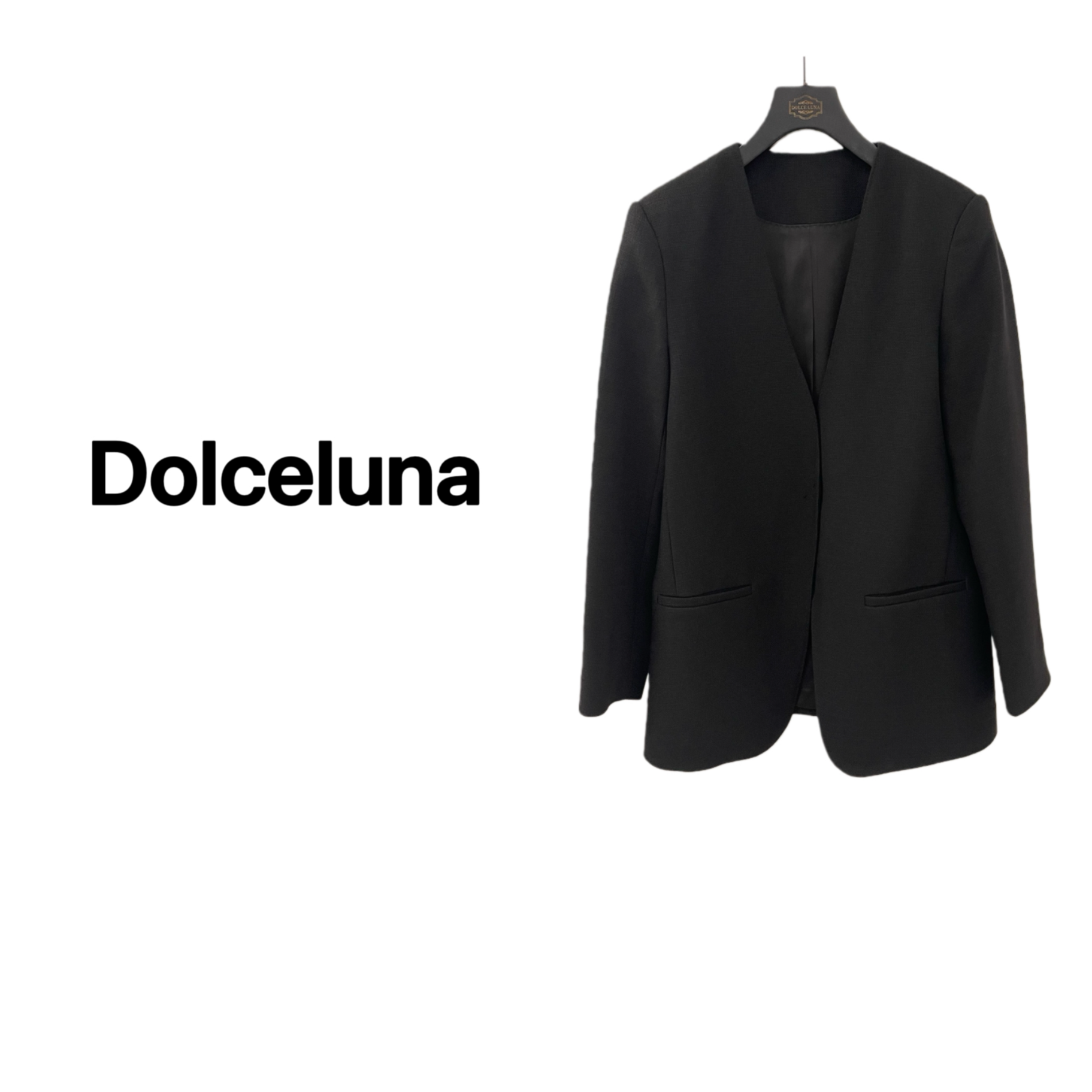 【月姐严选】新款V领走珠针醋酸时尚百搭女士长袖西装外套17713