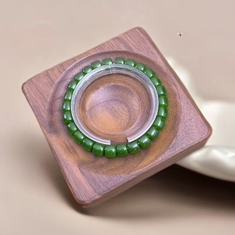 【佳玺壹店】049 天然玉石 菠菜绿直切8mm