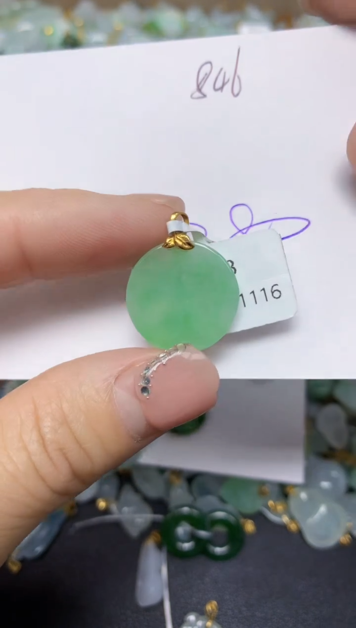 【闪购商品】翡翠挂件18K金镶嵌 天然翡翠A货