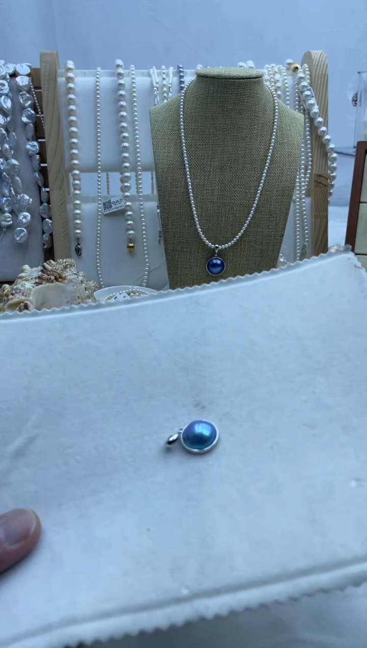 【闪购商品】银S925镶嵌拼合珍珠（马贝珠）颈饰DA15.5Y3202马贝