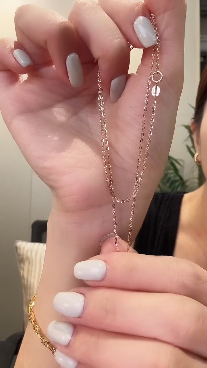 18K金项链18K金猪鼻子项链