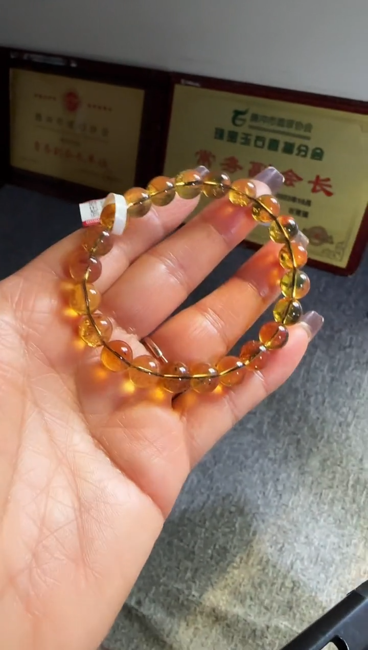 手串琥珀未镶嵌#38缅甸琥珀金沙蜜手串8mm