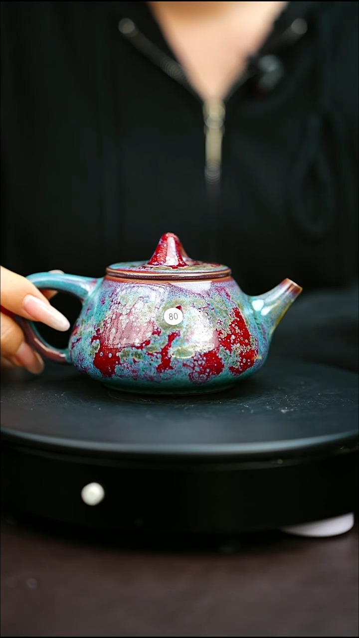 80#原矿钧瓷炉钧釉石瓢壶