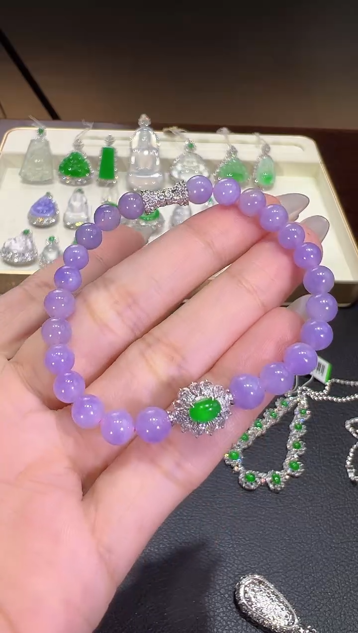 18K金镶嵌手链翡翠翡翠