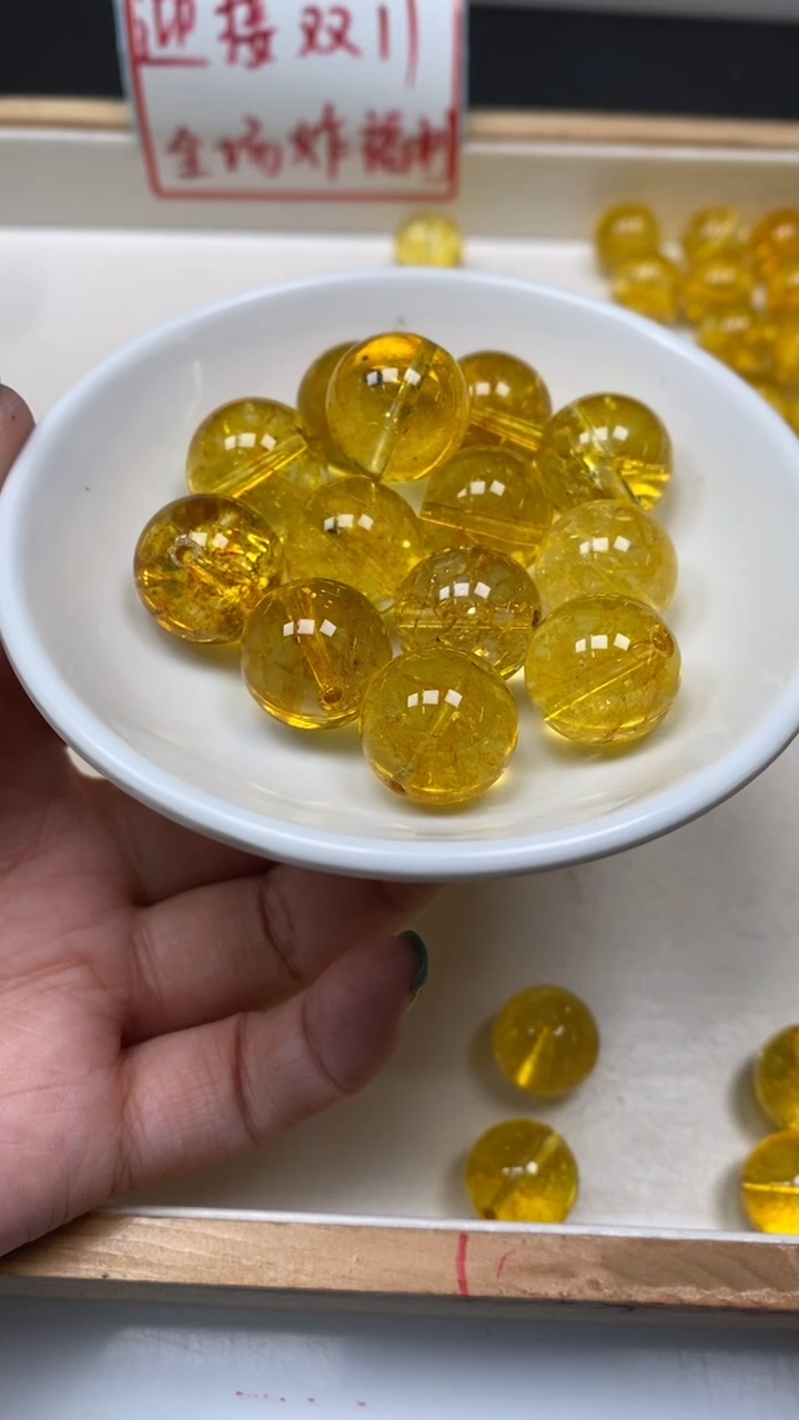 未镶嵌珠宝半成品水晶D543 黄水晶16mm1个12元