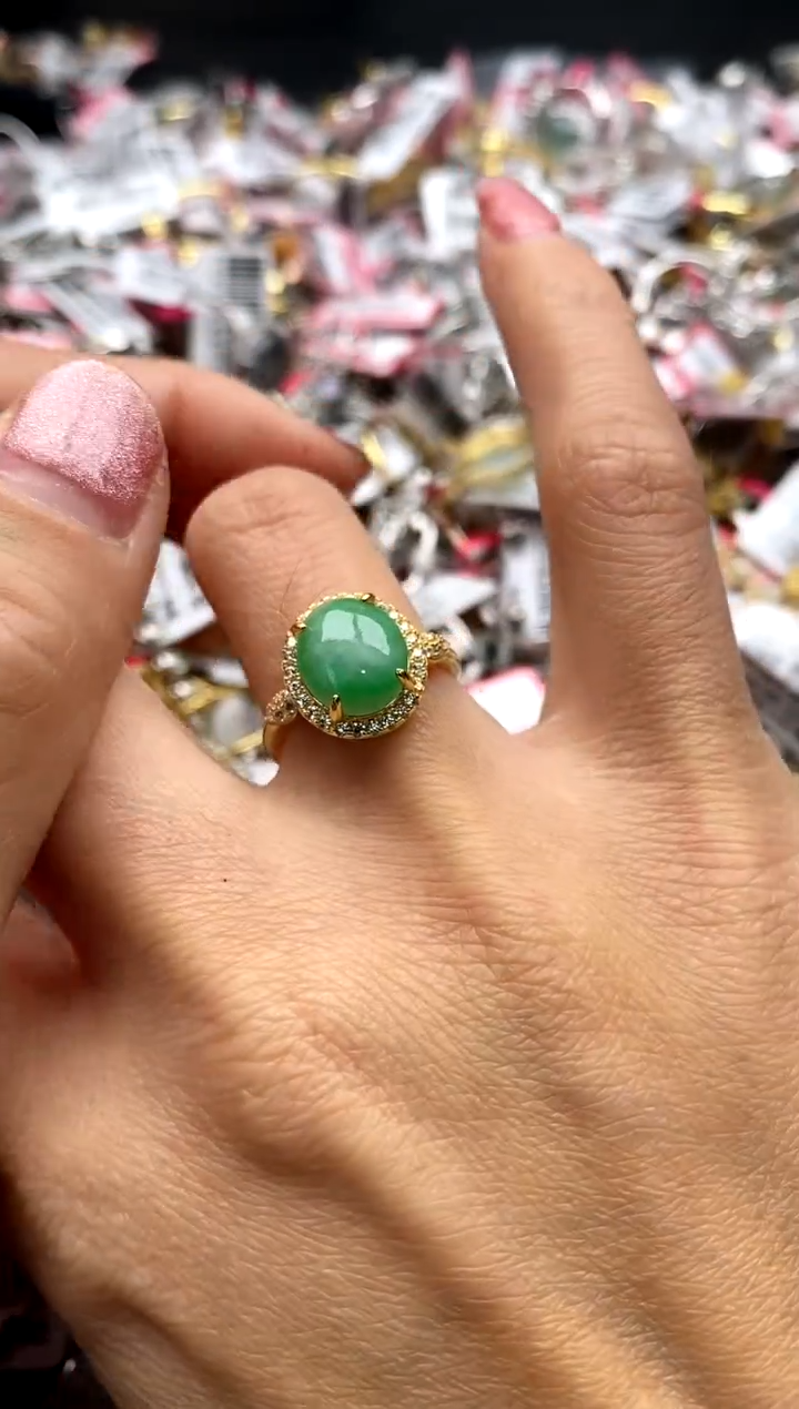 【闪购商品】翡翠戒指银S925镶嵌33333333    2