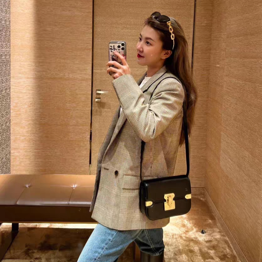 未使用 LouisVuitton/路易威登 千鸟格西装外套 卡其色36