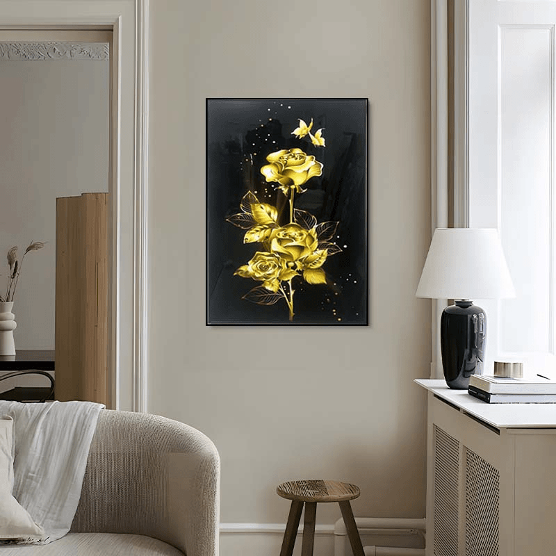 S3415-晶瓷入户玄关卧室客厅沙发背景墙挂画玫瑰花