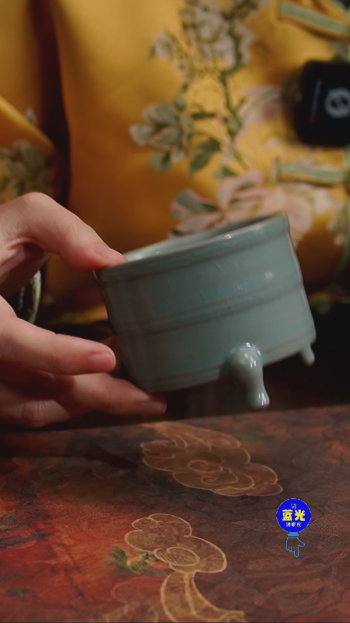 摆件瓷瑕品清凉寺原矿釉1三足樽杯