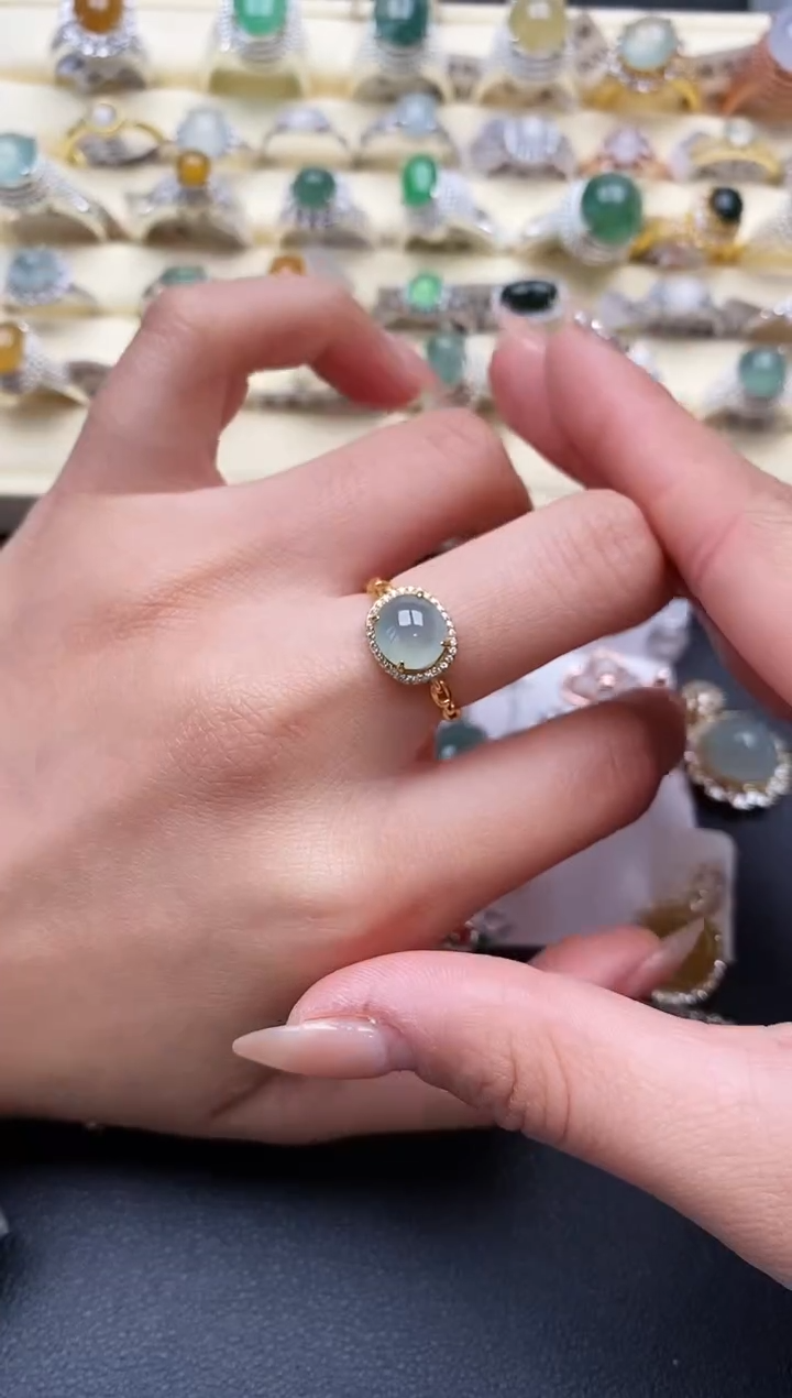 【闪购商品】翡翠戒指银S925镶嵌111111+5