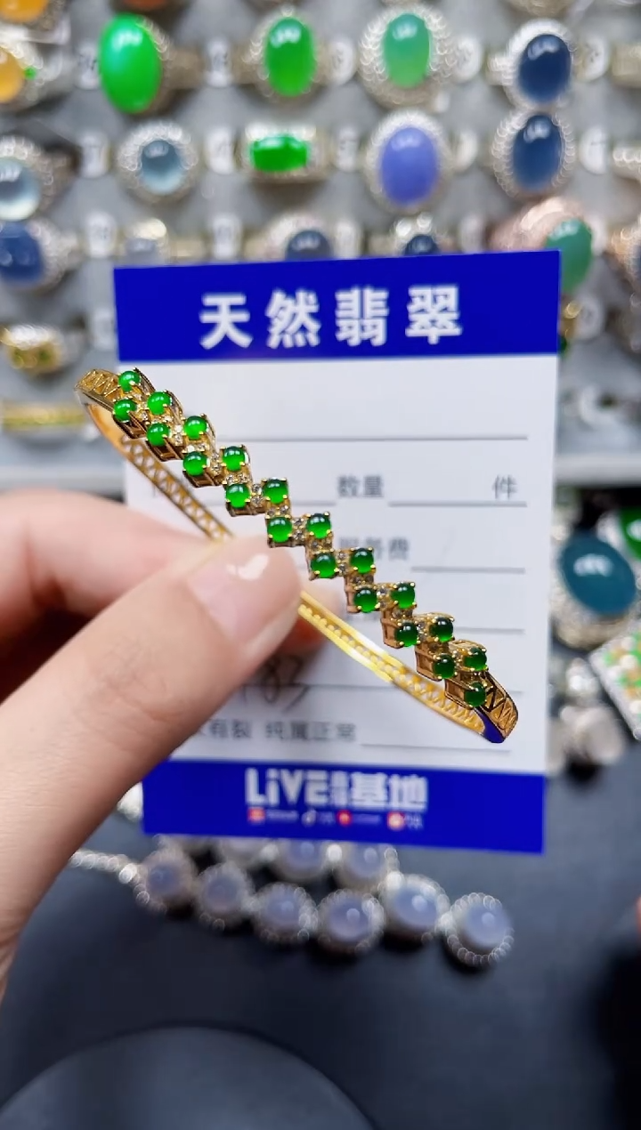 银S925镶嵌手镯翡翠183