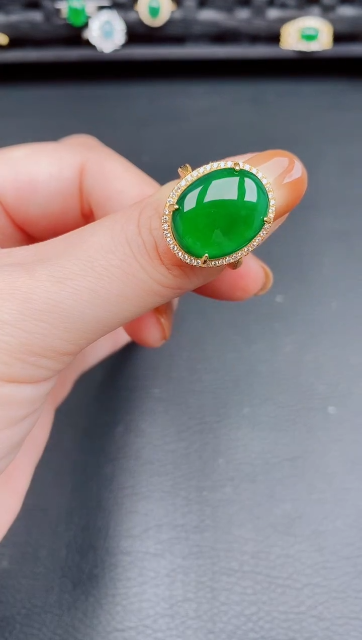 【闪购商品】翡翠戒指银S925镶嵌天然a货翡翠186