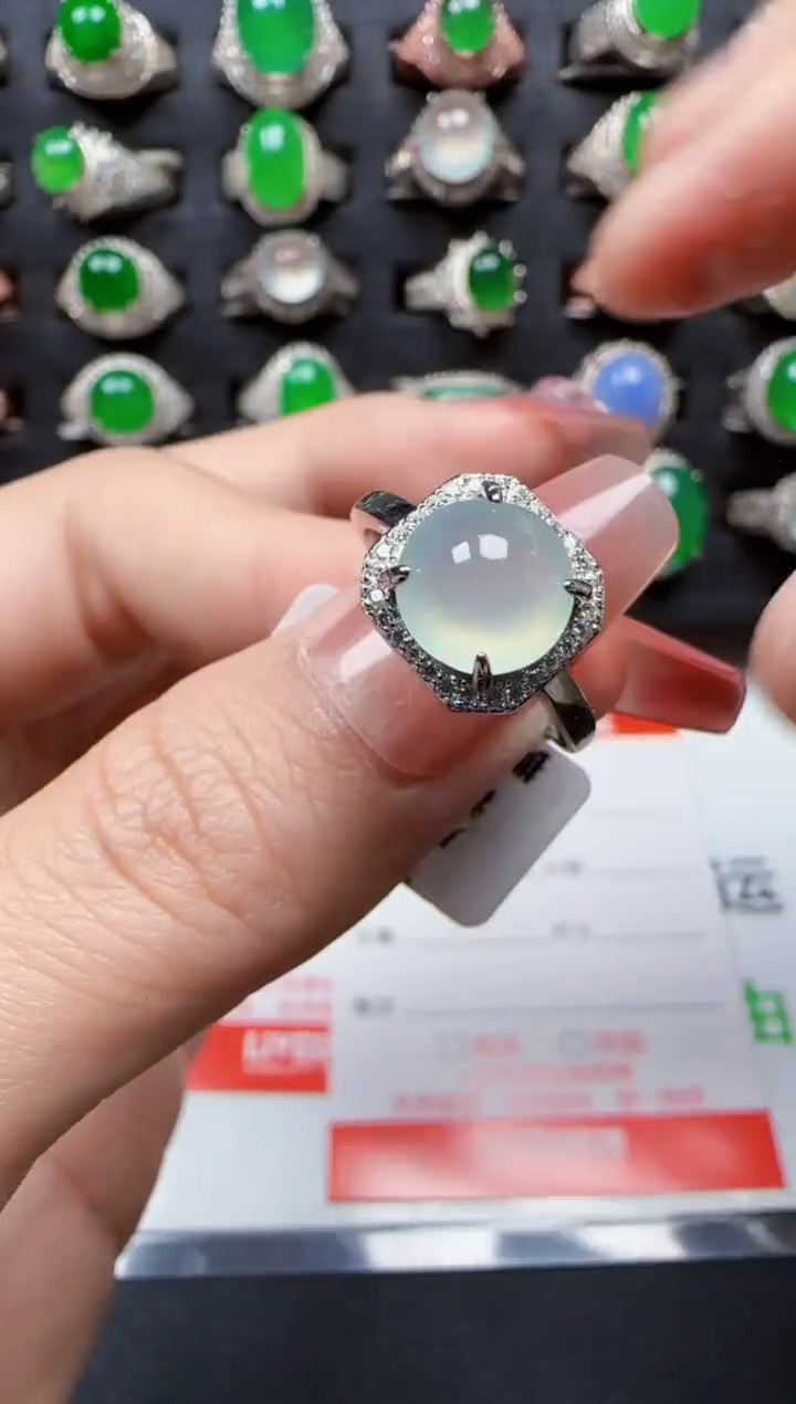 【闪购商品】翡翠戒指银S925镶嵌3222