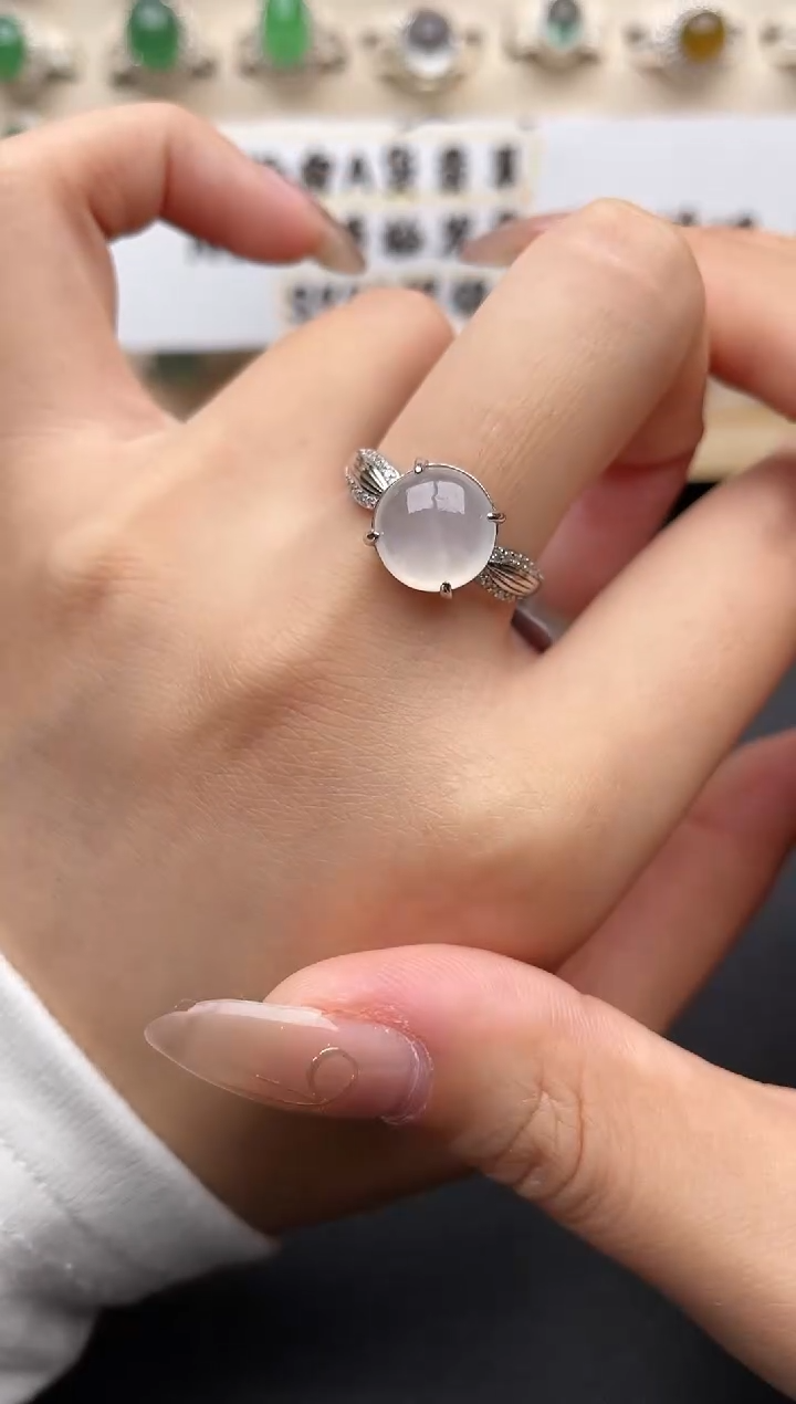 【闪购商品】翡翠戒指银S925镶嵌一物一证一礼盒