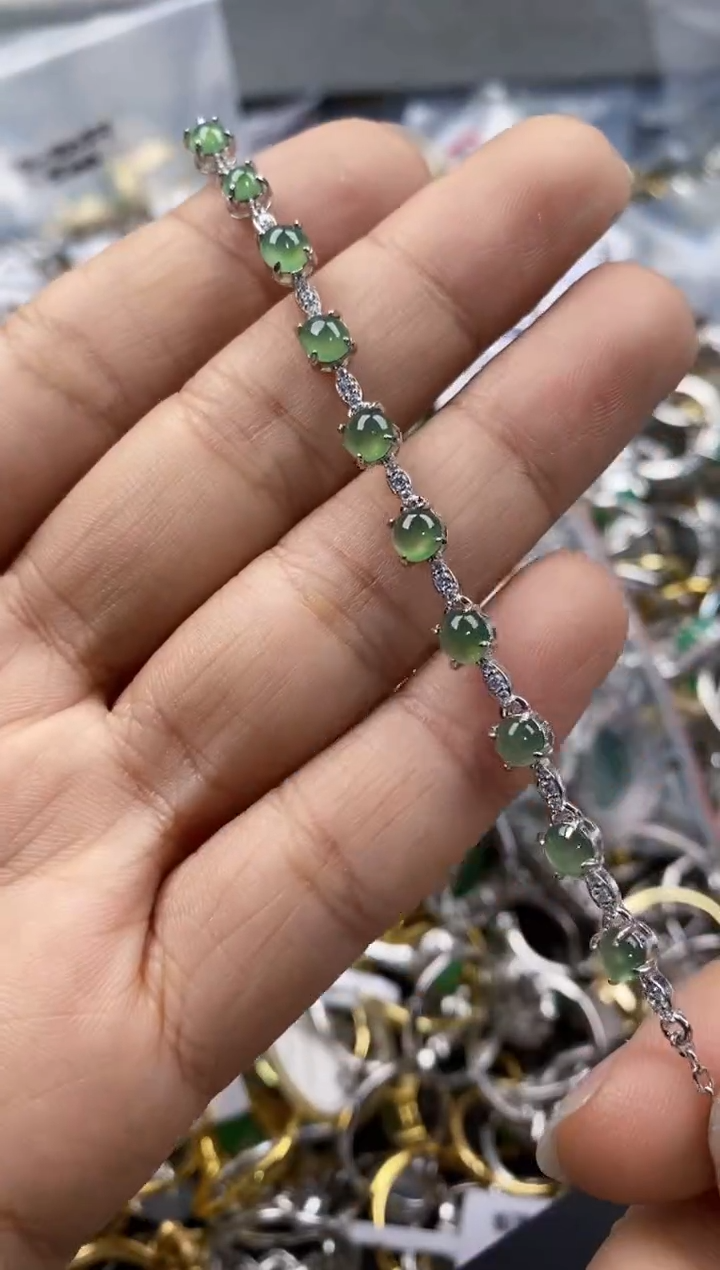银S925镶嵌戒指翡翠777---8