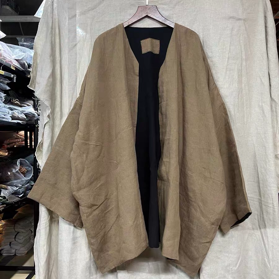 沉香布衣草堂自制中长衣 双层开衫定制款 长袖两面穿原创无吊牌