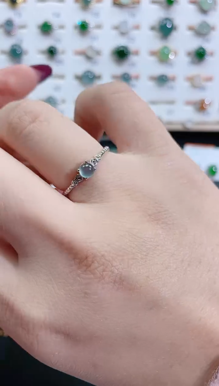 银S925镶嵌戒指翡翠天然翡翠