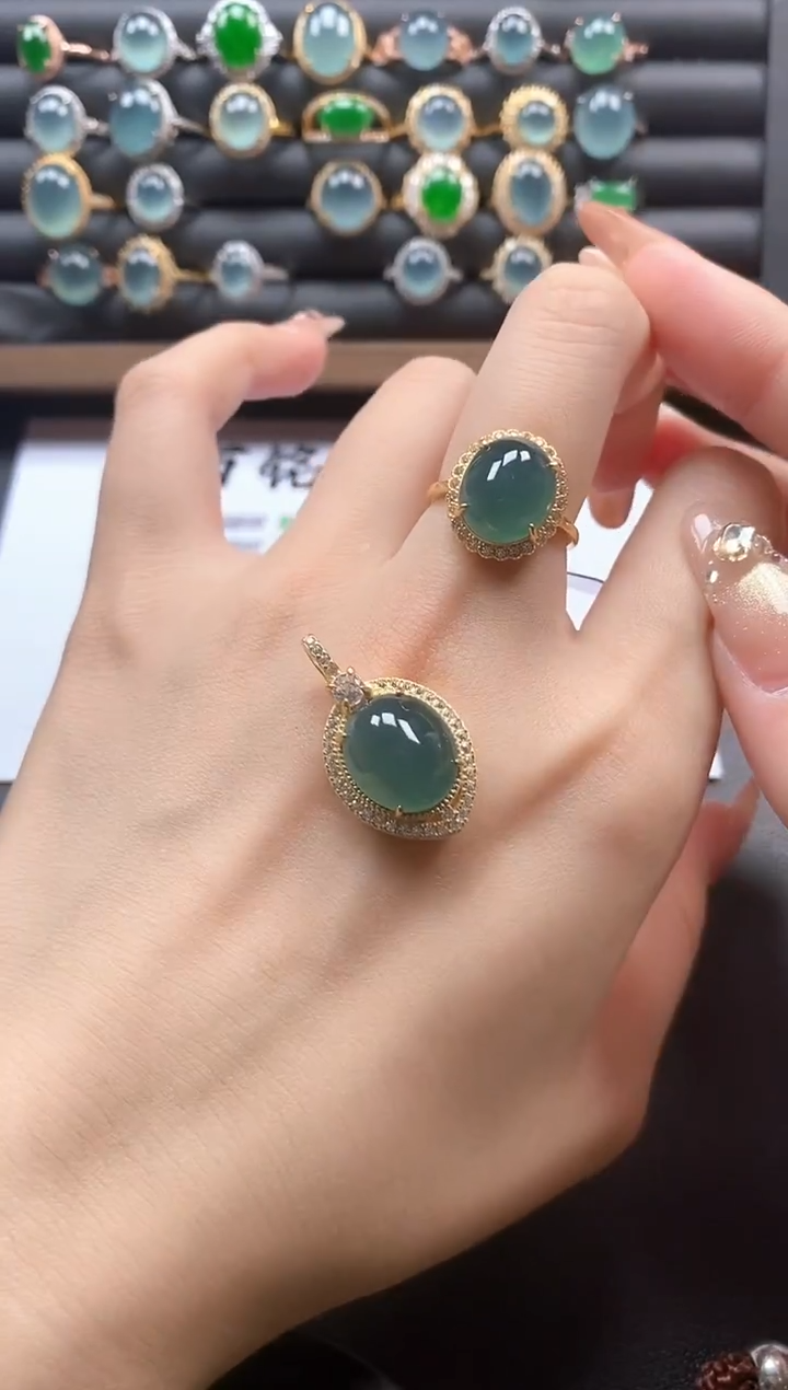 银S925镶嵌戒指翡翠51151