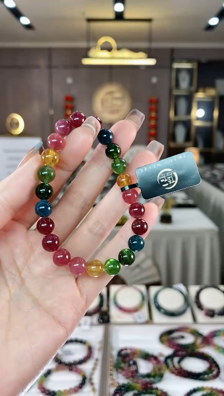 【闪购商品】碧玺单圈手串8mm+未镶嵌一物一证dan多样性发货一条