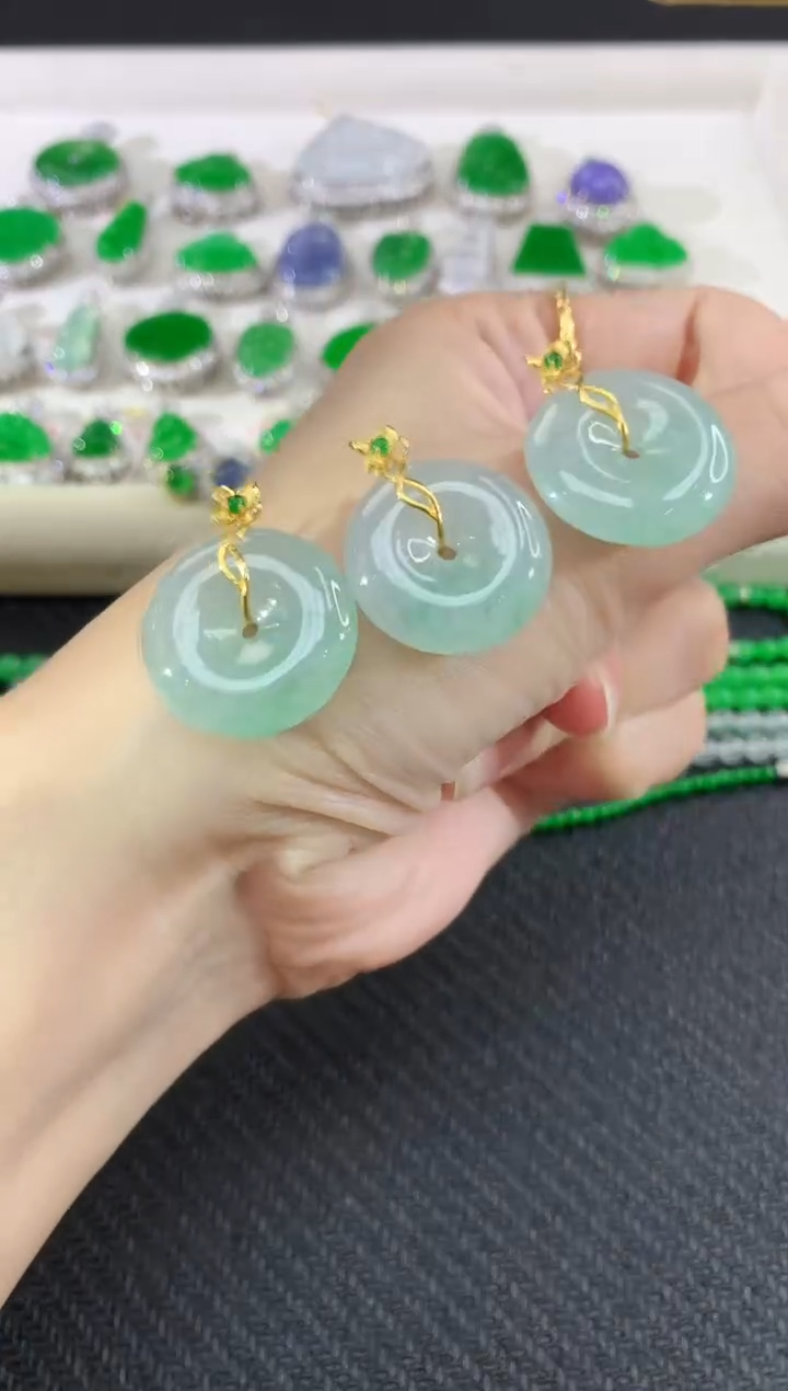 吊坠(不含链)18K金镶嵌翡翠平安扣|980多样性发其一