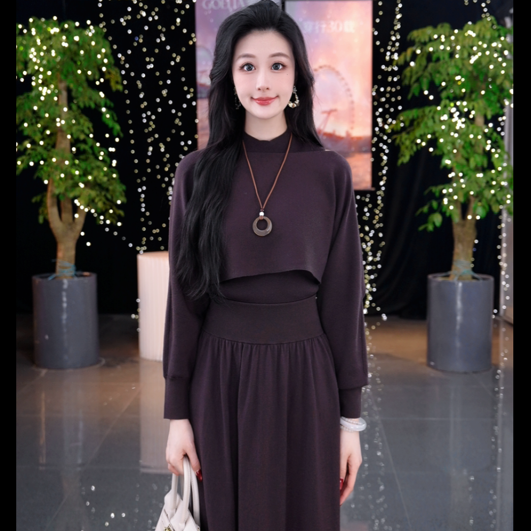 歌莉娅天丝混纺套装棕色收腰显瘦春季新款简约女三件套1F1RAA0J0