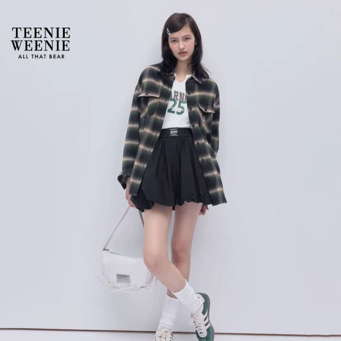 Teenie Weenie休闲风街头风单排多扣美式衬衫格子YTYC254TS1B
