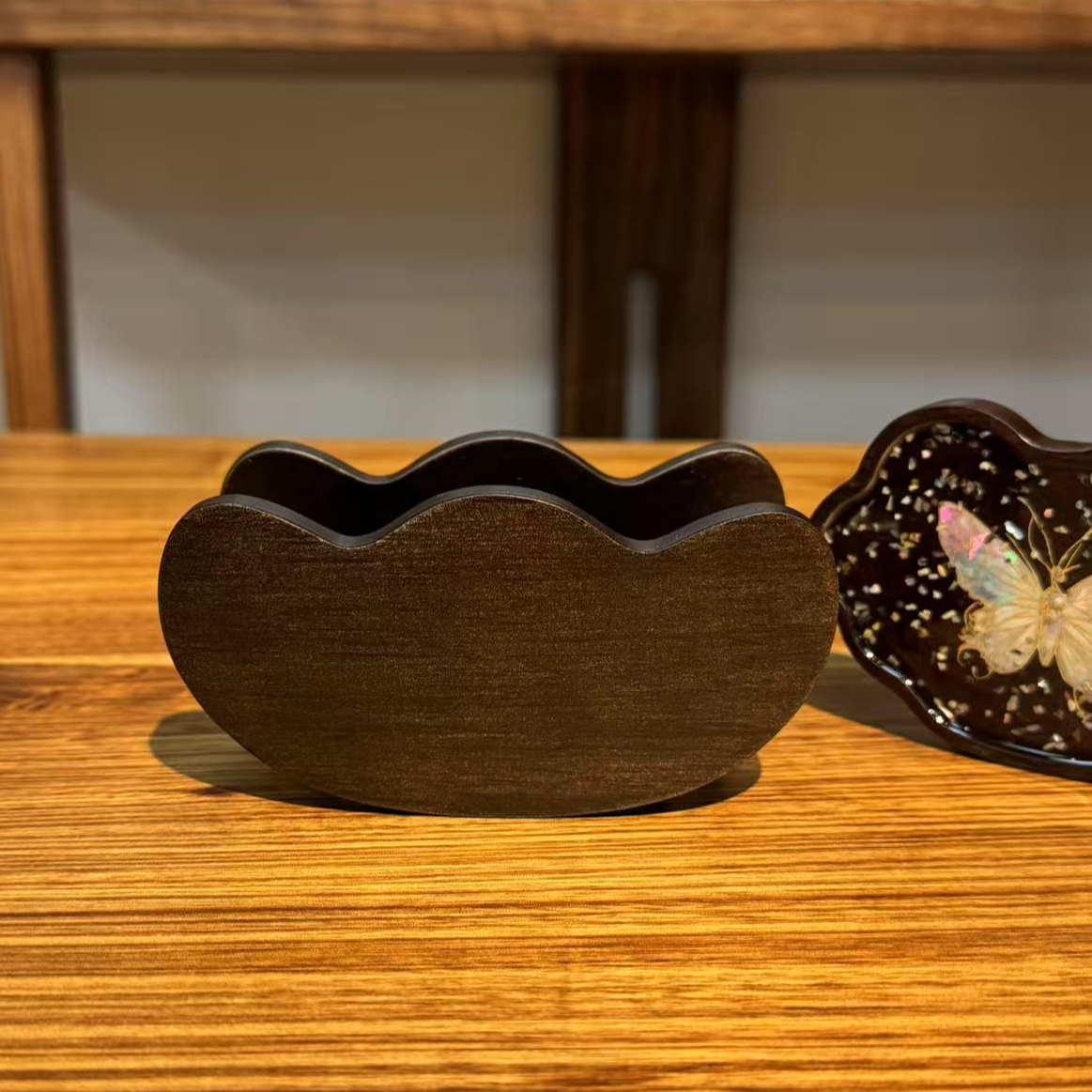 龙福木艺黑檀木元宝杯架11.5*6.5*6cm