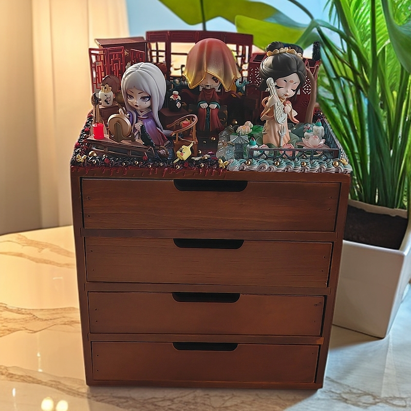 桌面收纳盒桌面收纳带锁抽屉柜木质收纳柜置物架客厅收纳箱抽屉式