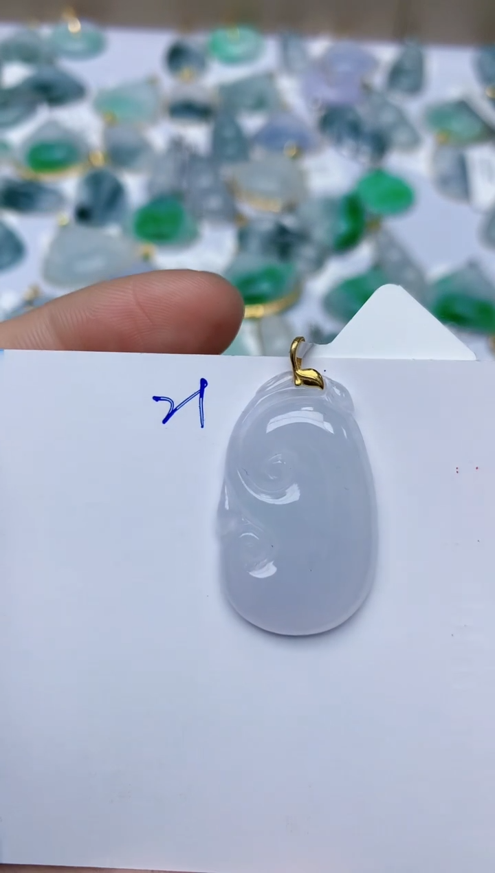 【闪购商品】翡翠颈饰18K金镶嵌天然翡翠A货  21  