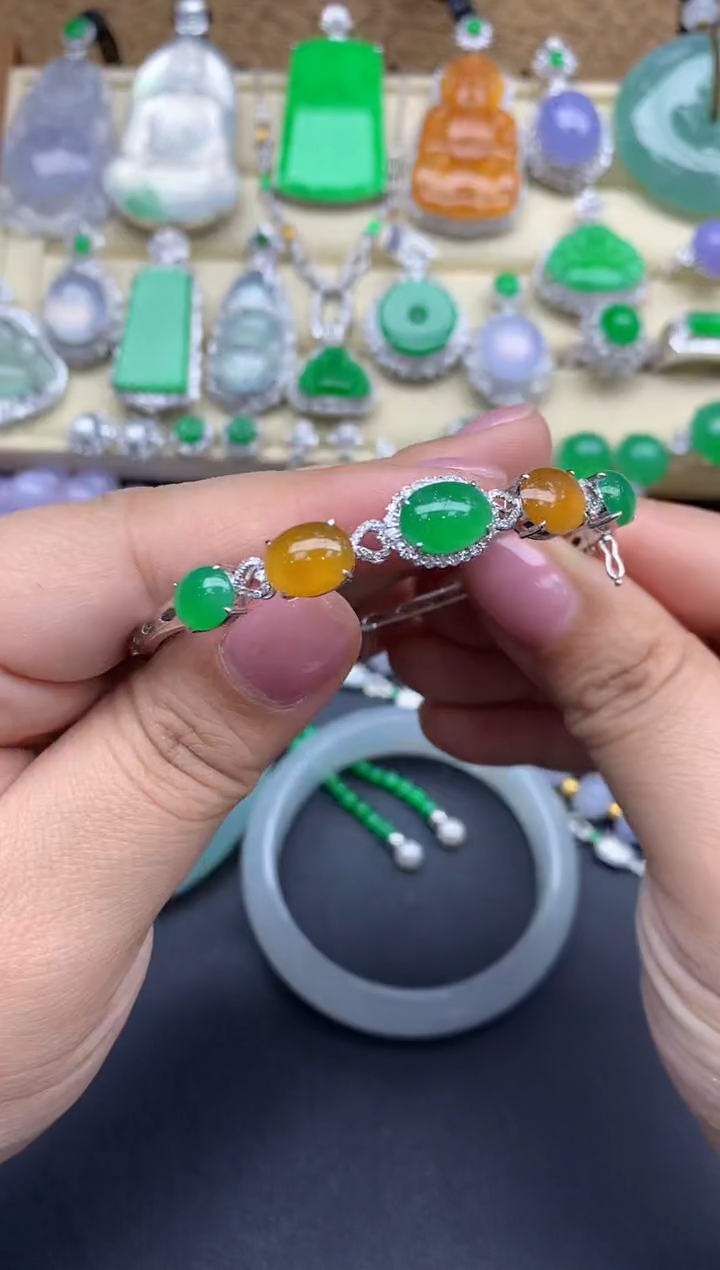 【闪购商品】翡翠手镯18K金镶嵌578-中国好珍宝