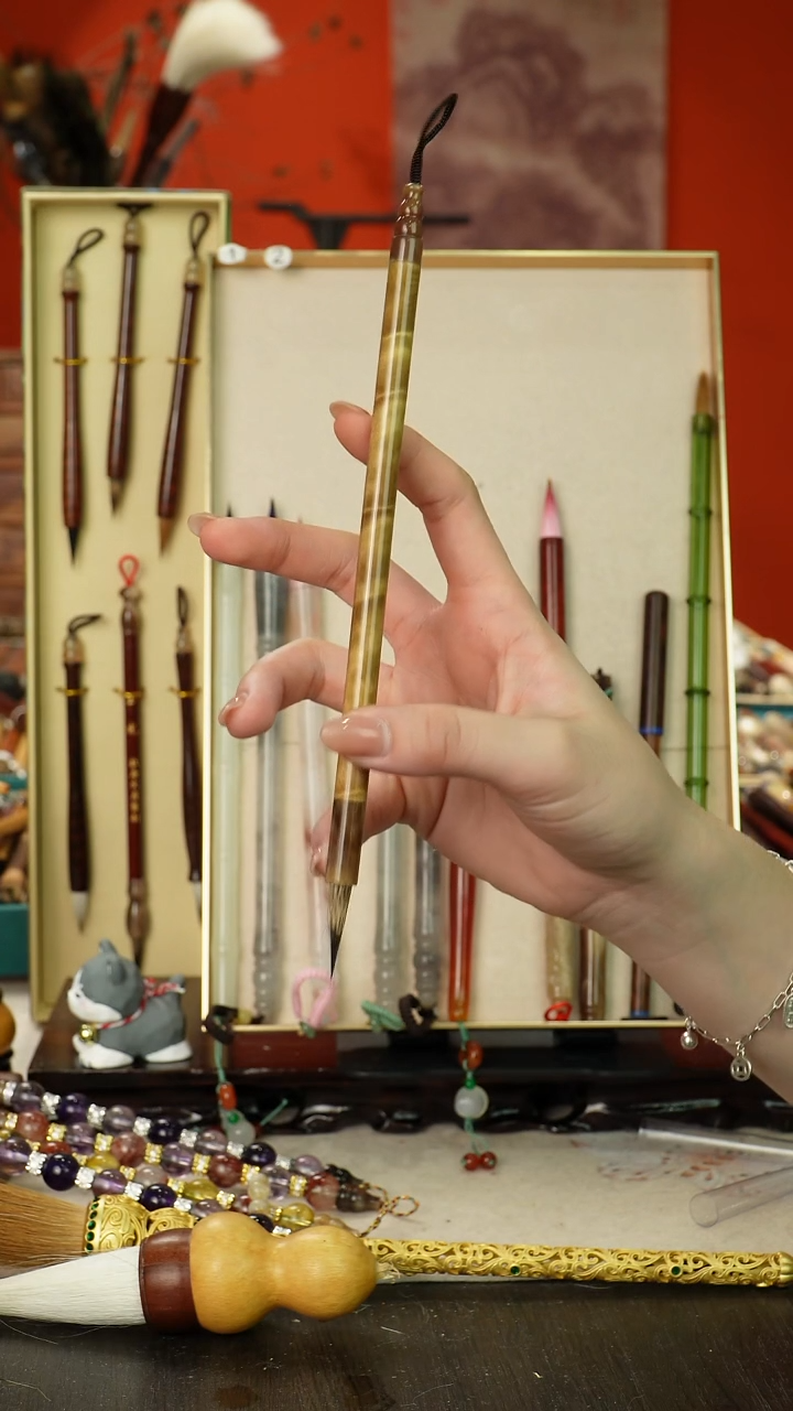 141号闪孤品高货毛笔链接 清水试笔 蘸墨不退