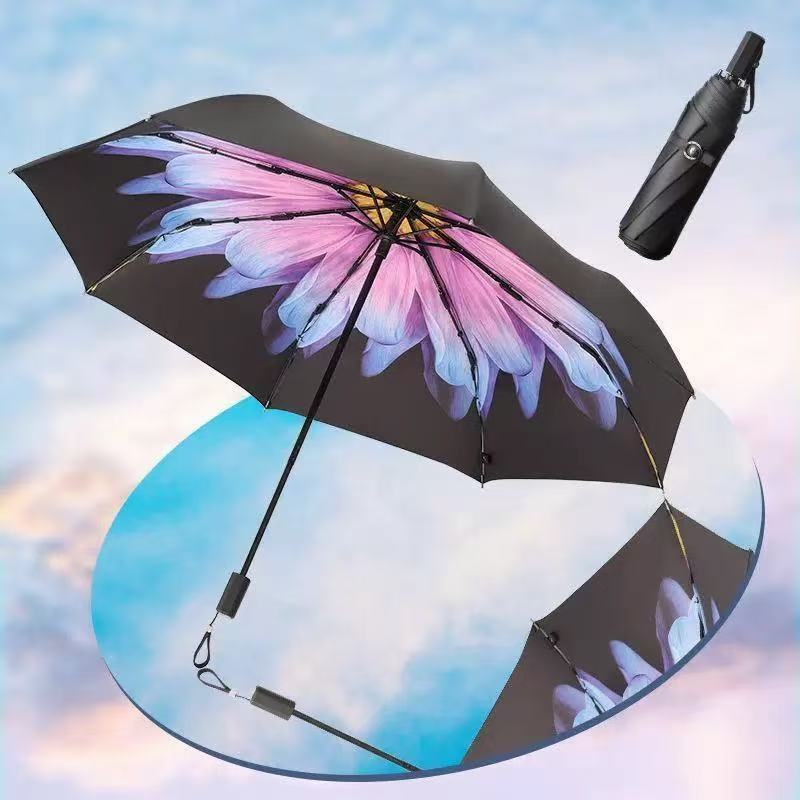 J双层小黑伞栖寻加厚太阳伞防晒防紫外线遮阳伞双层晴实木伞柄