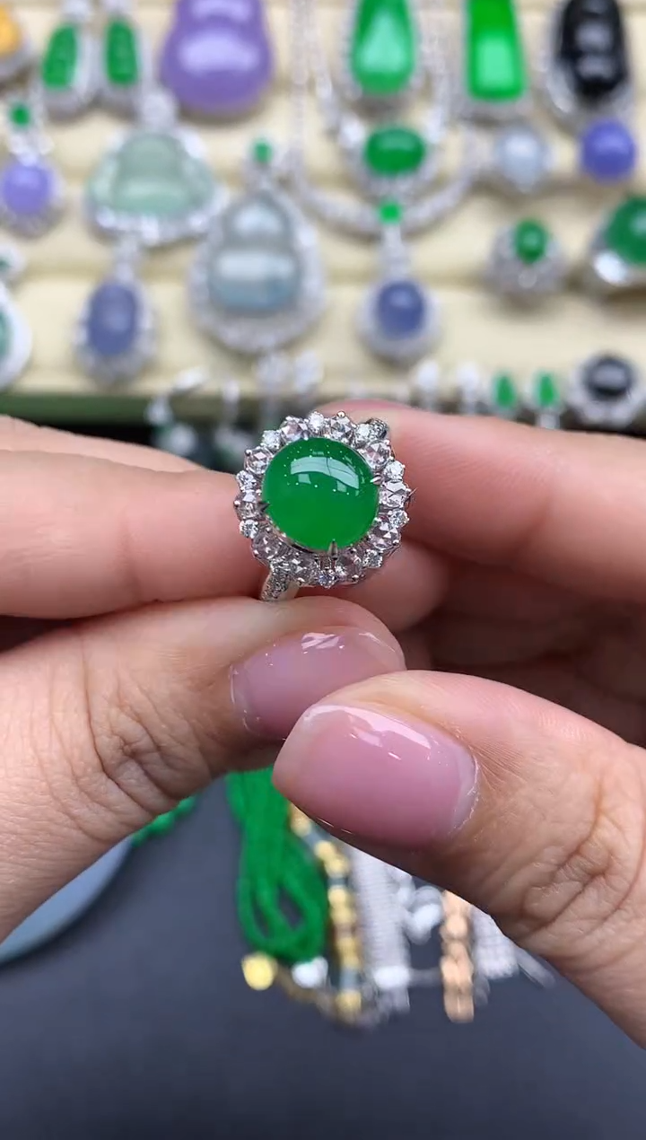 【闪购商品】翡翠戒指18K金镶嵌633--中国好珍宝