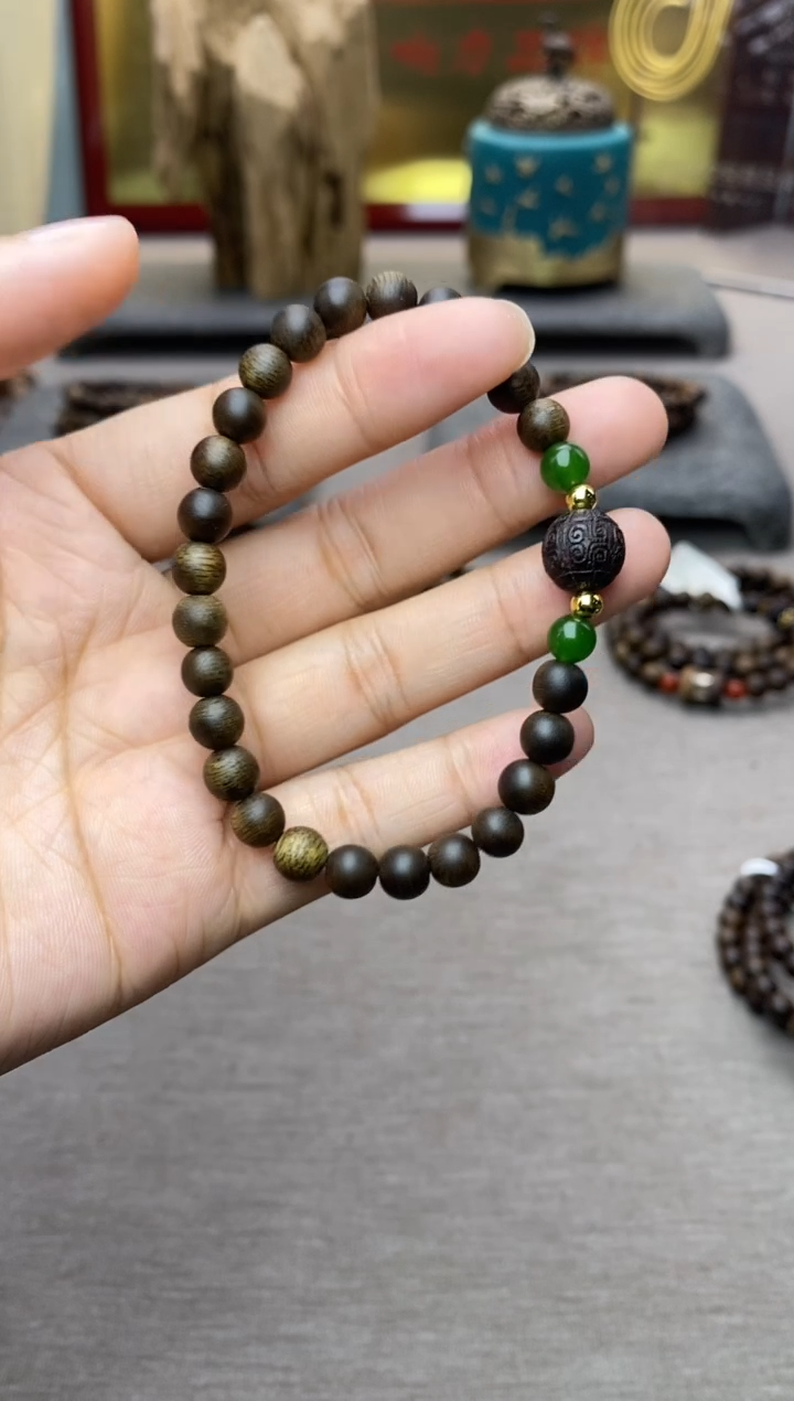 【闪购商品】沉香手串顺化紫棋06沉水+降真香1.0回纹+配饰