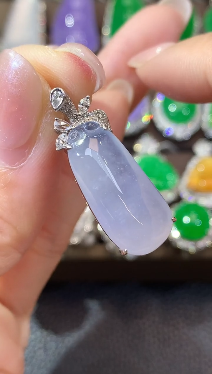 吊坠(不含链)18K金镶嵌翡翠D16 紫货有一定色差