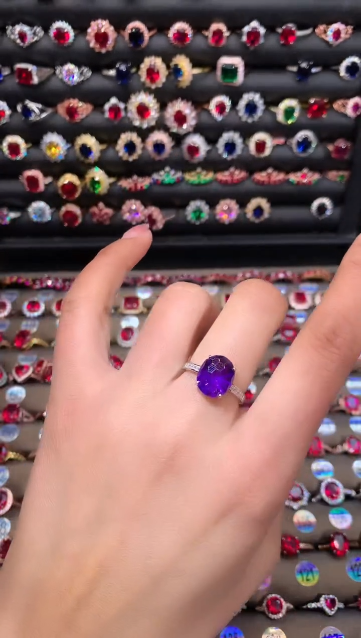 【闪购商品】水晶戒指银S925镶嵌1012白