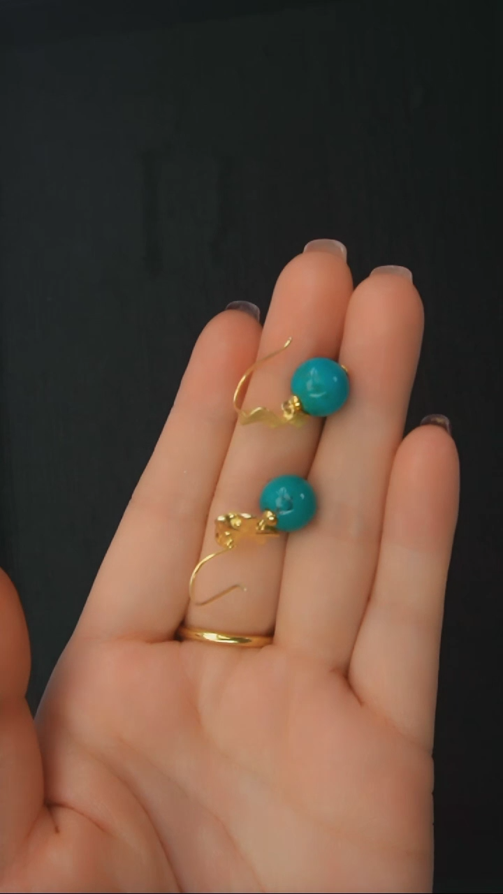 【闪购商品】绿松石耳环银S925镶嵌发货一件 10mm