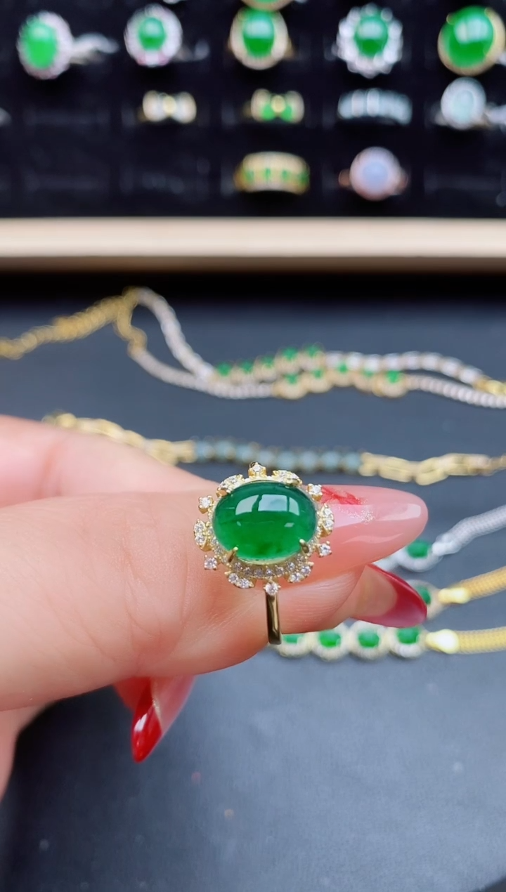 【闪购商品】翡翠戒指银S925镶嵌508050
