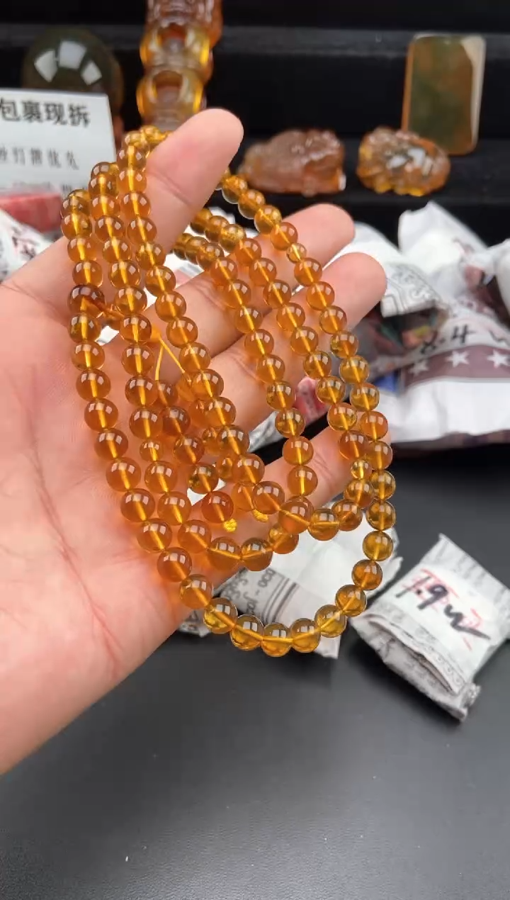 【闪购商品】琥珀手链未镶嵌浅金棕手串