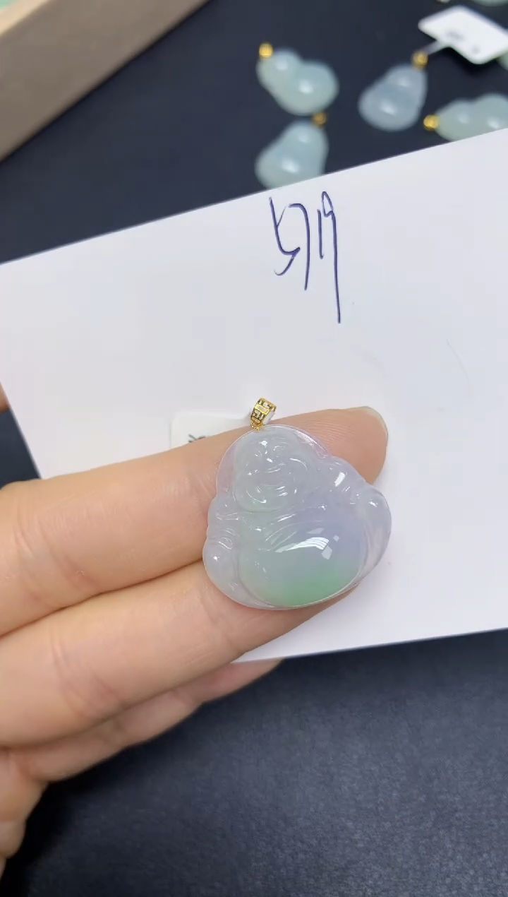 【闪购商品】翡翠挂件18K金镶嵌 天然翡翠A货