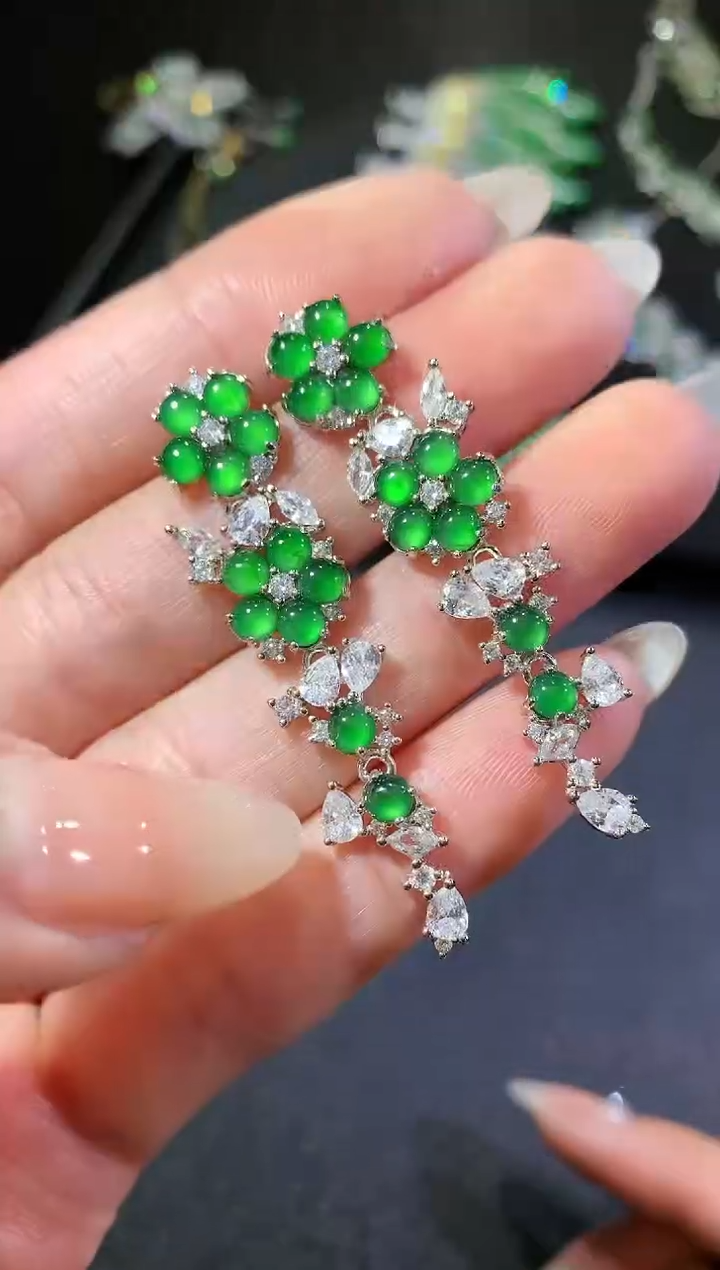 【闪购商品】翡翠耳饰银S925镶嵌224耳饰（多样性发货一件