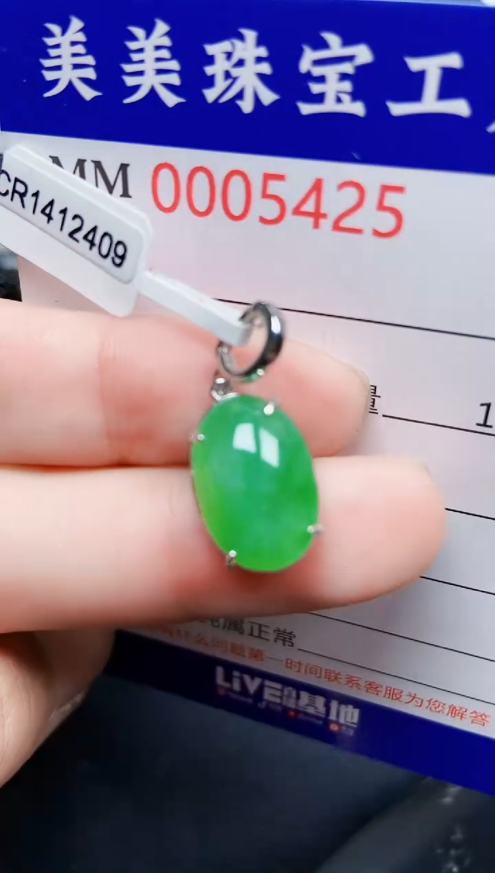 翡翠银S925镶嵌颈饰5425