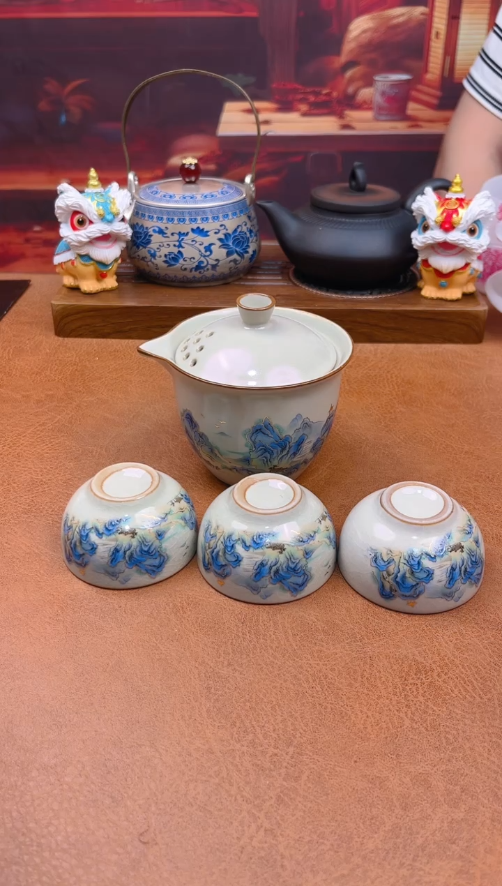 陶瓷茶具摆件旅行套组