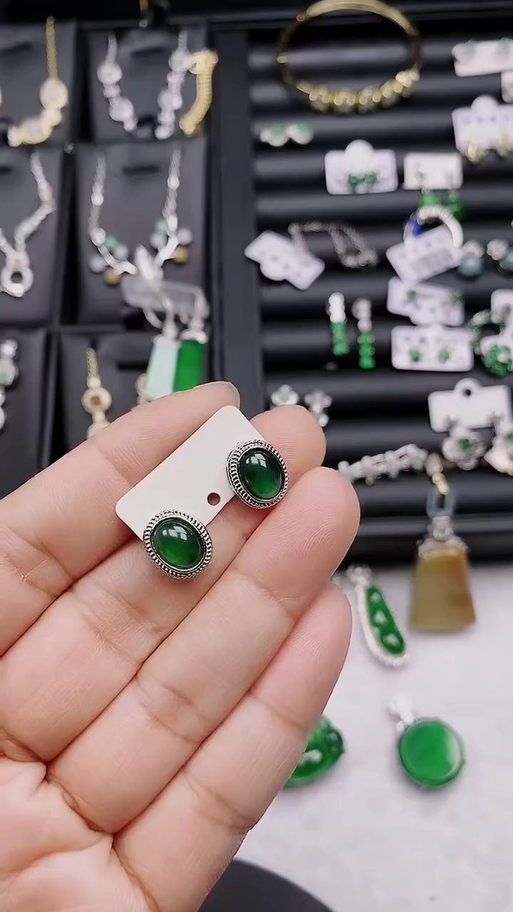 合金翡翠耳饰38   