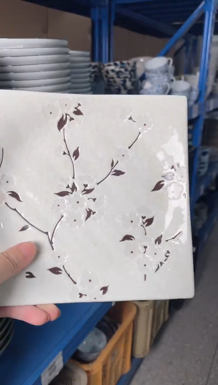 陶瓷白雪穂香 四方盘 微瑕